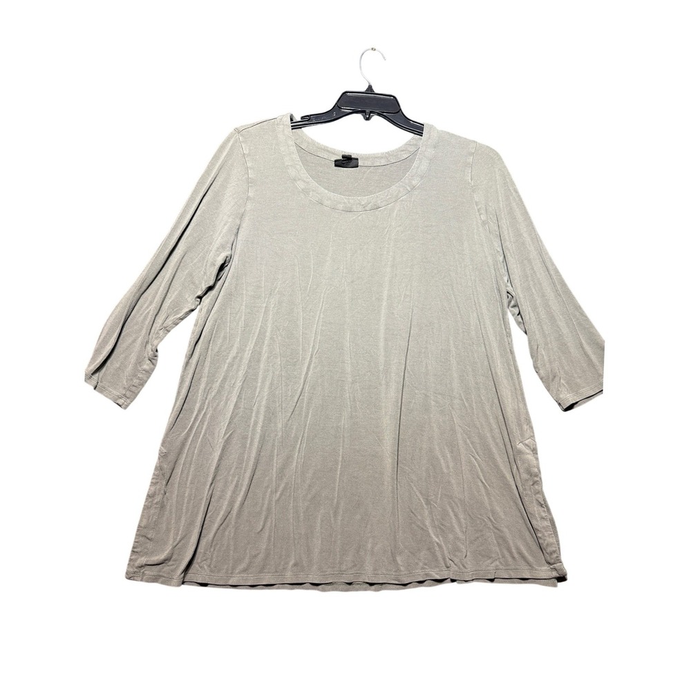 J.Jill Tunic Top Womens XL Olive Green Wearever Rayon Lycra 3/4 Sleeve